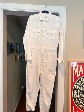 Outerknown Cord White Women's Long-Sleeve Utility Jumpsuit